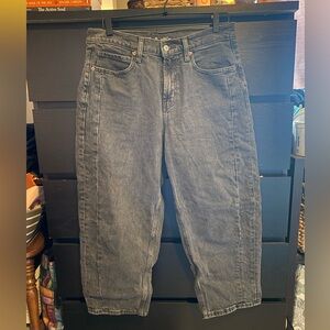 Old Navy Charcoal High-Rise Barrel Leg Jeans